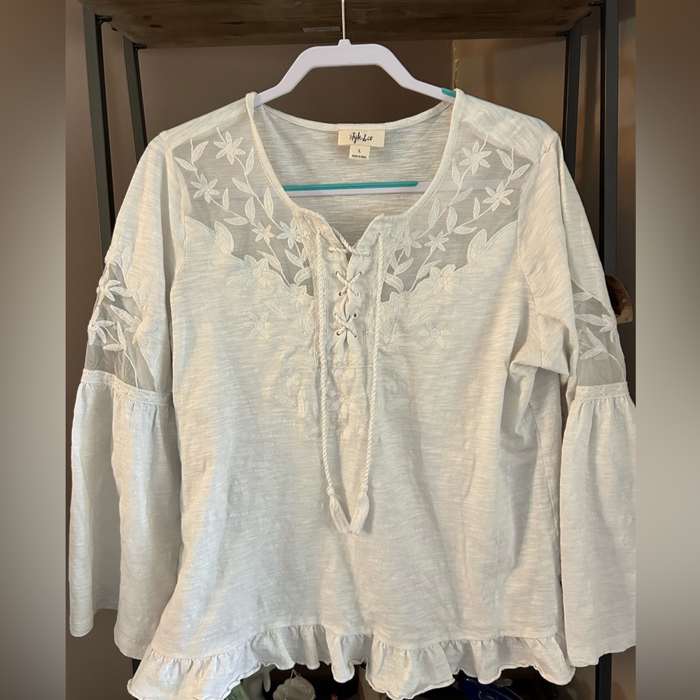 Ladies Style & Co angel sleeve blouse